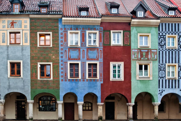Colorful buildings in the Old Market Square in Poznań Colorful buildings in the Old Market Square in Poznań poznan stock pictures, royalty-free photos & images