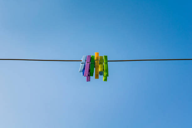 Colorful clothespins stock photo