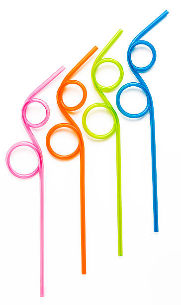 Colorful Curly Drinking Straws stock photo