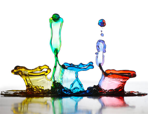 Colorful Dancing Water Drops stock photo
