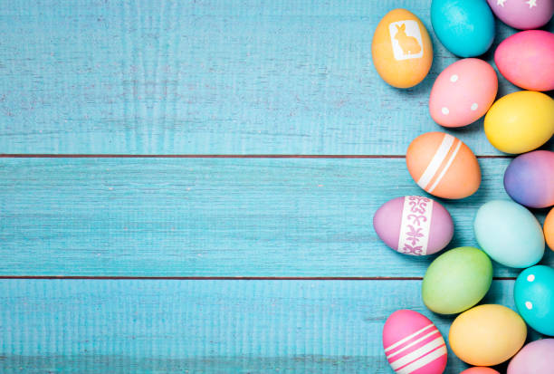 Colorful Easter Eggs Border stock photo