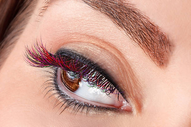Colorful fake eyelashes stock photo
