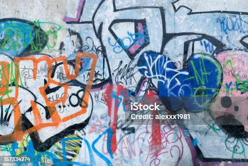 istock Colorful graffiti on a cement wall 157334274