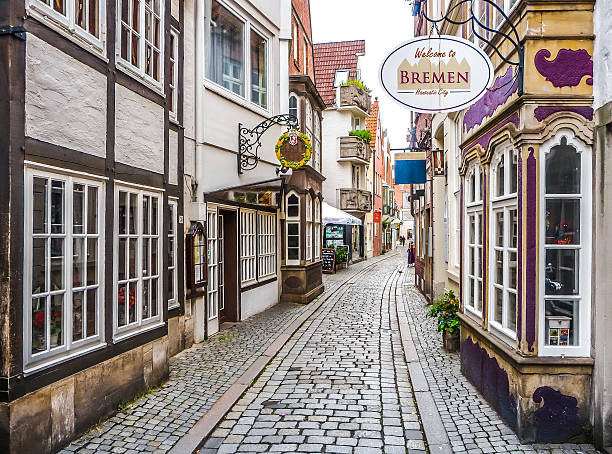 Colorful houses in famous Schnoorviertel in Bremen, Germany stock photo