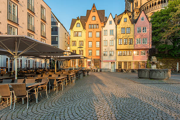 Colorful houses of Cologne. Cologne, Germany. stock photo