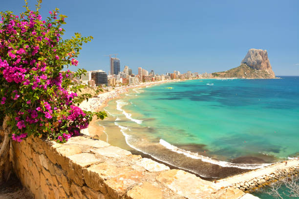 Colorful Mediterranean seascape. Mountain Penyal d'Ifach. Calpe beach, Spain. Colorful Mediterranean seascape. Mountain Penyal d'Ifach. Calpe beach, Spain. calpe stock pictures, royalty-free photos & images