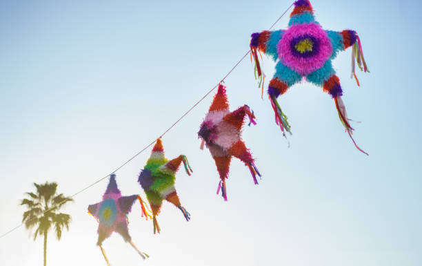 Colorful Mexican piñatas stock photo