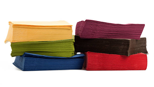 Colorful napkins on white stock photo