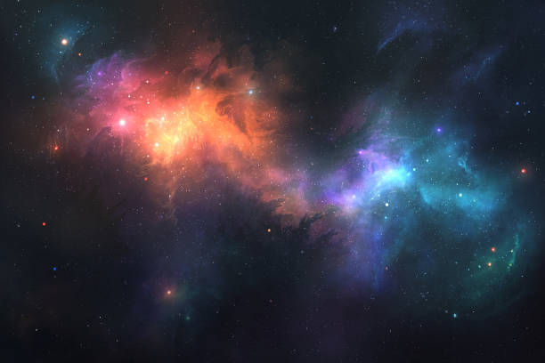 Colorful Nebulae Beautiful nebulae on an illustrated space background galaxy stock pictures, royalty-free photos & images