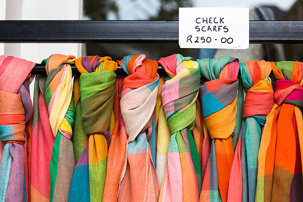 Colorful Scarves for Sale in South Africa stock photo