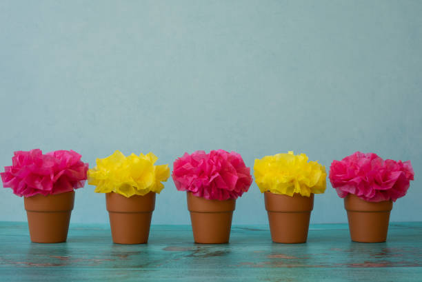 Colorful Spring Paper Flowers stock photo