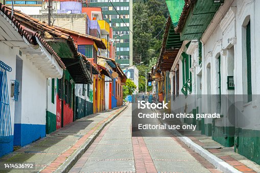 colorful street of bogota downtown