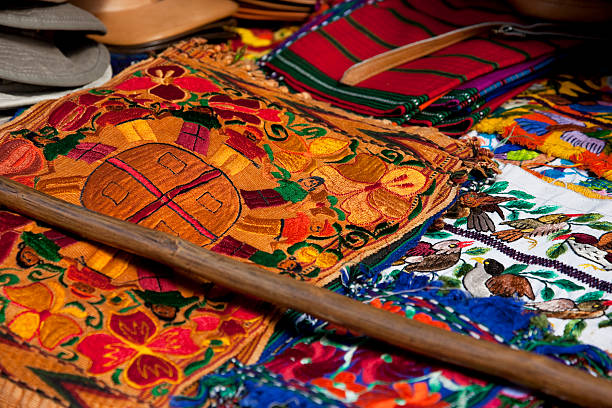 Colorful textiles of Guatemala stock photo