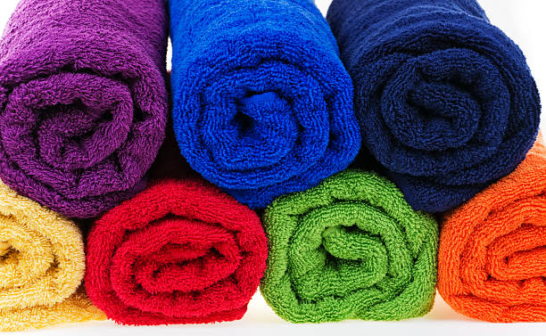 Colorful towels, cotton terry stock photo
