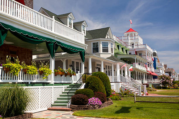 Colorful Victorian Houses in Cape May stock photo