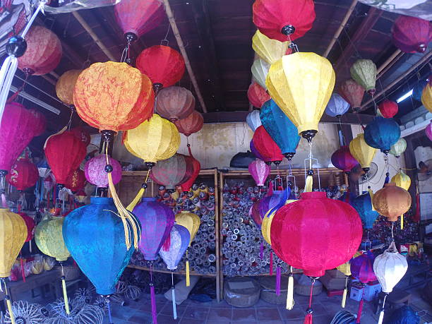 Colorfull lampions in Vietnam stock photo