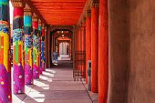 istock colorfully painted columns on the plaza in Santa Fe, New Mexico 1385994598