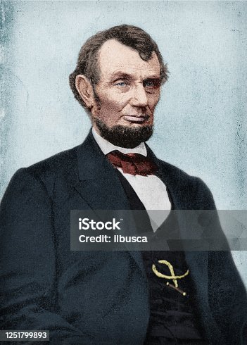 istock Colorized antique photograph portrait of Abraham Lincoln 1251799893