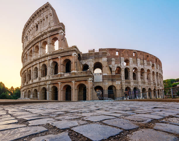 Colosseum in Rome at the Sunrise Time stock photo