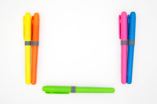 Colour pens and highlighters stock photo