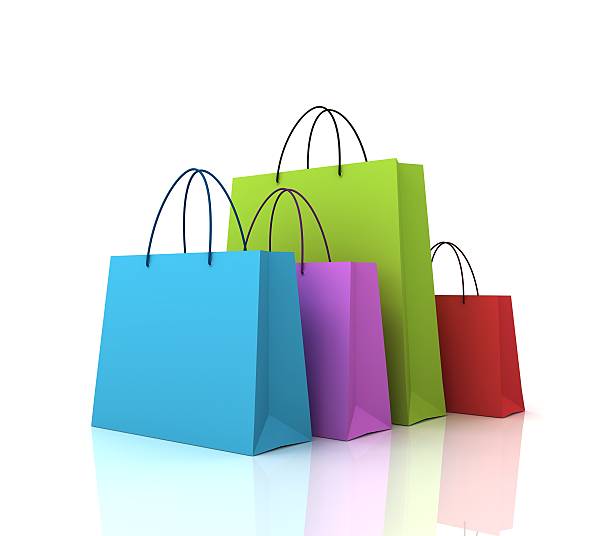 Coloured shopping bags stock photo