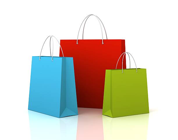 Coloured shopping bags stock photo