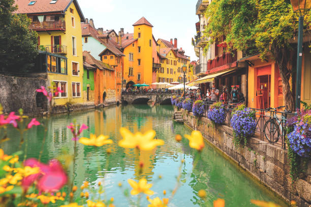 Colourful Annecy city, France stock photo