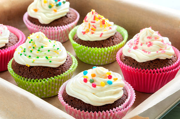 Colourful Chocolate Cupcakes stock photo