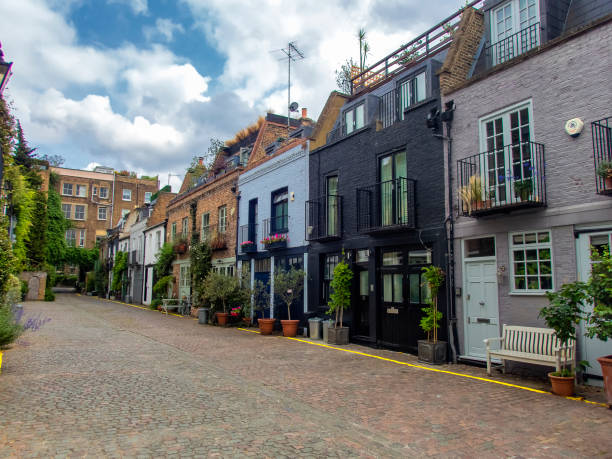 Colourful houses in the Notting Hill area of West London stock photo