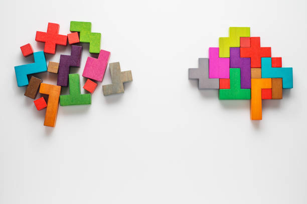Colourful shapes of abstract brain stock photo