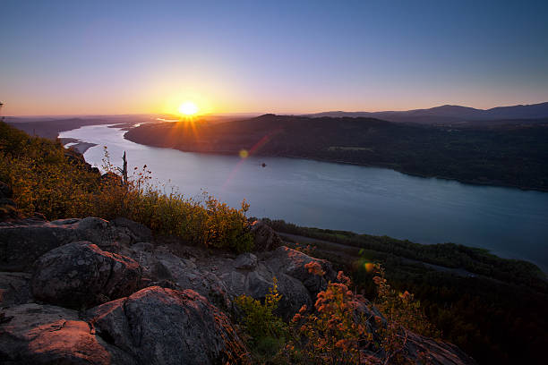 Columbia River Sunset stock photo