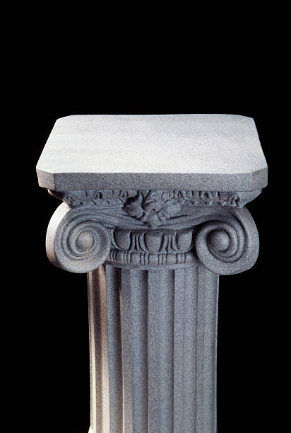 Column on Black Gray pedestal on black pedestal stock pictures, royalty-free photos & images