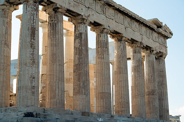 Columns of Partenon, Acropolis of Athens, Greece stock photo