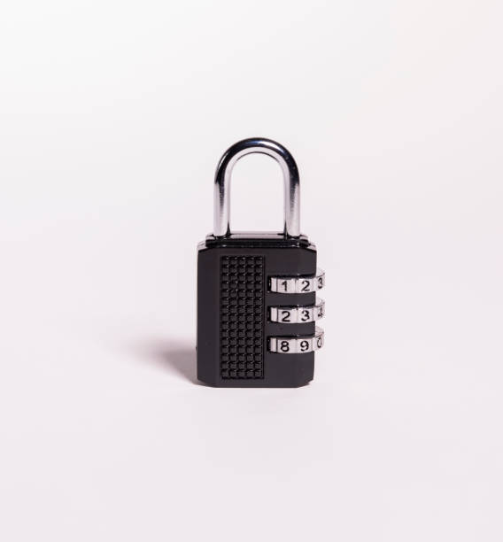 Combination travel lock on a white background. stock photo
