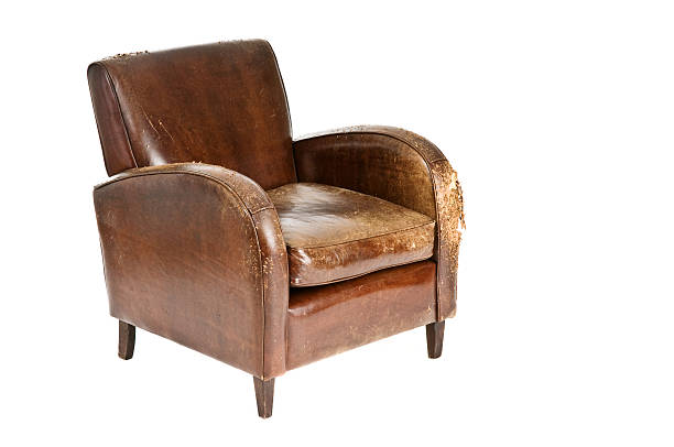 Comfortable 1930's leather chair stock photo