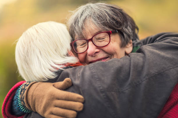 Comforting embrace stock photo