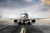 istock Commercial Jet airplane on the runway ready for take off 1304557481