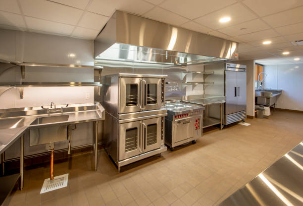 Commercial Kitchen New, unused commercial kitchen. commercial kitchen stock pictures, royalty-free photos & images