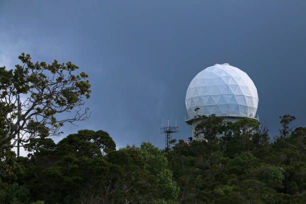 Communication radar dome Air Force Station Koke'e state park stock photo