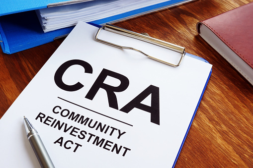 Community Reinvestment Act Cra In The Blue Clipboard Stock 