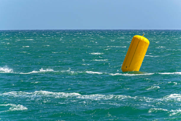 Competition buoy floating in the sea stock photo