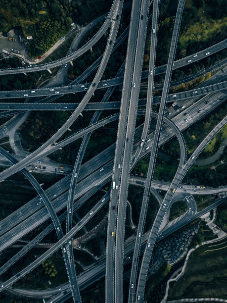 Complex Overpass and Busy Traffic stock photo