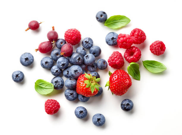 composition of fresh berries stock photo