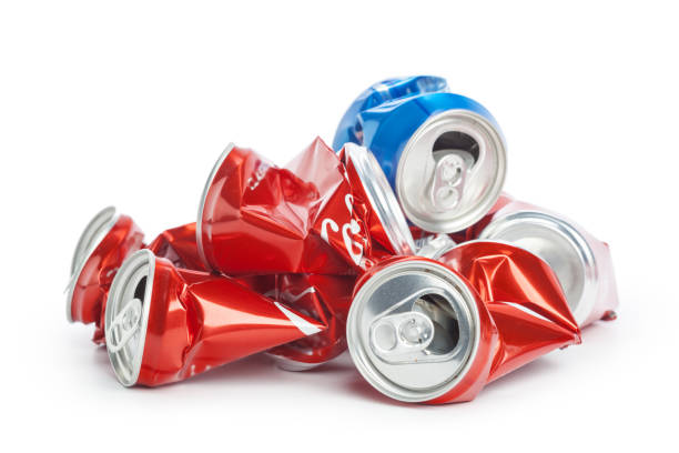 Compressed cans isolated on a white background Compressed cans isolated on a white background crushed stock pictures, royalty-free photos & images