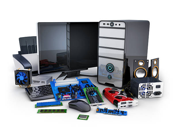 Computer and part Computer and many parts (done in 3d) computer part stock pictures, royalty-free photos & images