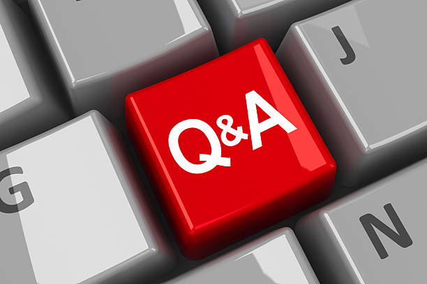Computer keyboard Q&A key Red key - questions and answers - on the computer keyboard, three-dimensional rendering q and a photos stock pictures, royalty-free photos & images