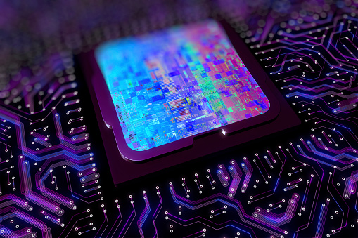 Computer Processor Circuit Board With Glitch Stock Photo Computer Processor Circuit Board With Glitch Stock Photo