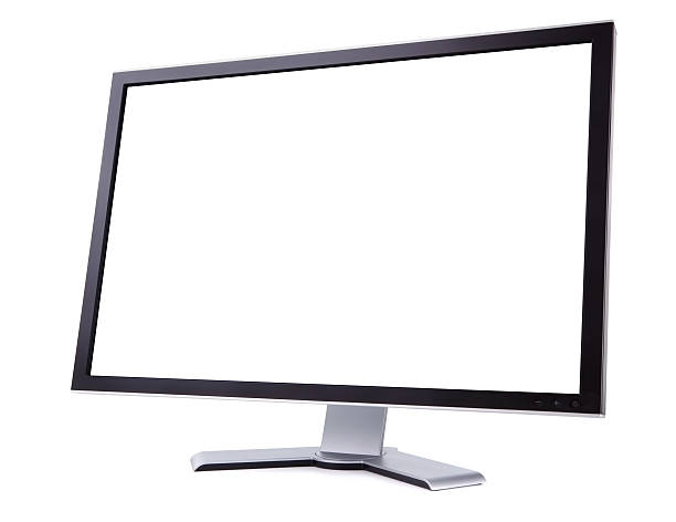 Computer Screen (Angled)  XXXL + Clipping Path Isolated on white computer LCD screen with white background.  computer screen stock pictures, royalty-free photos & images