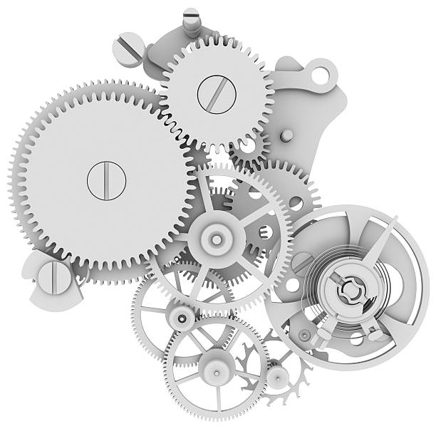 Concept gray illustration of a watch mechanism stock photo