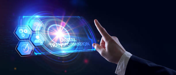 ビジネスプロセスと現代のテクノロジーのデジタル化の概念。デジタルトランスフォーメーション。 - dx ストックフォトと画像